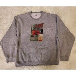 Fruit Of The Loom XL Embroidered‎ Farm Tractor Barn Pullover Sweatshirt Vintage
